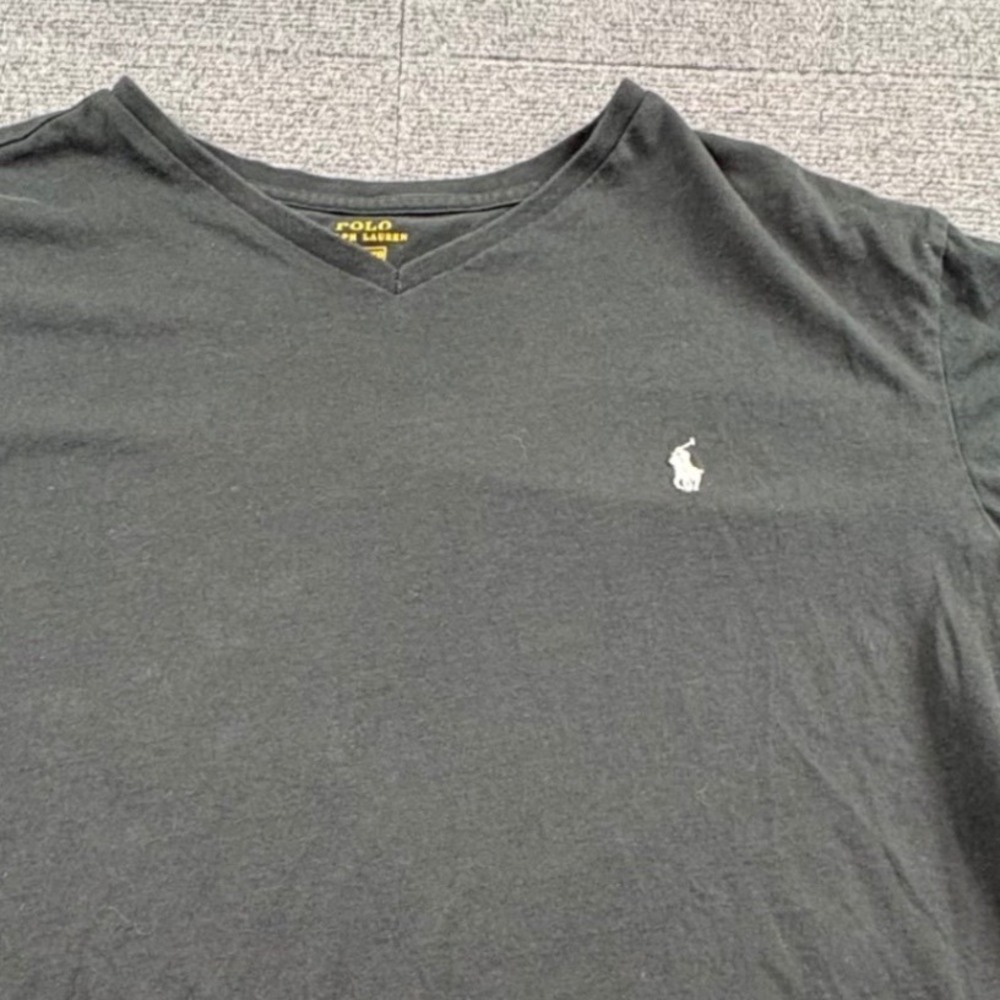 Polo Ralph Lauren Mens XXL Black V-Neck Short Sleeve Cotton Pony Logo T-Shirt